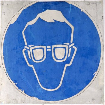 Work: Goggles, 2009 mixed media on silk 20 x 20 inches BROD165