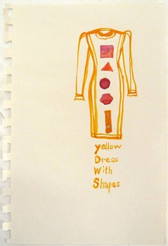 Susan Cianciolo -&nbsp;Yellow Dress With Shapes, 2010 watercolor on paper 8 x 5 1/2 inches CIAN061