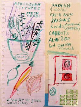 Susan Cianciolo -&nbsp;Cookbook (salad), 2010 mixed media on paper 11 1/2 x 8 1/2 inches CIAN077