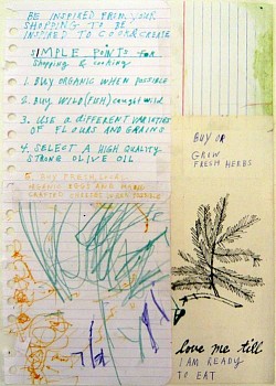 Susan Cianciolo -&nbsp;Cookbook (simple points for shopping and cooking), 2010 mixed media on paper 11 x 7 1/2 inches CIAN065