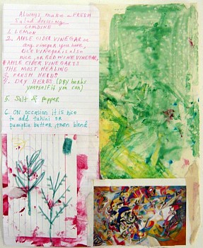 Susan Cianciolo -&nbsp;Cookbook (salad dressing), 2010 mixed media on paper 11 x 8 1/2 inches CIAN078