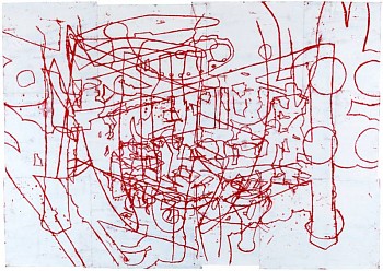 Work: (Memory Gives Us) the Illusion that Something Just Happened, 2009 oil pastel, acrylic, and tempera on joined paper unframed 55 5/8 x 78 1/4 inches JOS122