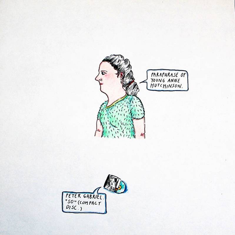 Eric Lebofsky
Paraphrase of Young Anne Hutchinson, 2004
LEB054
ink, colored pencil on paper, 10 x 10  inches