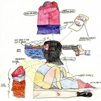 Eric Lebofsky -&nbsp;Stabat Mater, 2004 ink, colored pencil on paper 12.5 x 12.5 inches LEB050