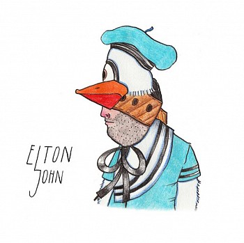 Eric Lebofsky -&nbsp;Elton John, 2011 colored pencil on paper 9 3/4 x 9 3/4 inches LEB119