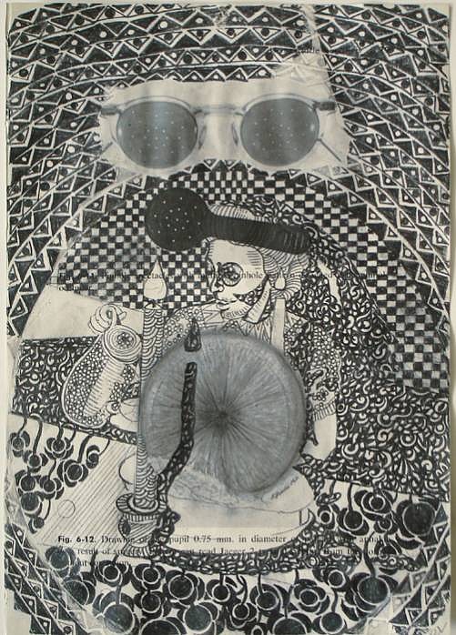 Roz Leibowitz
Drawing of the Pupil, 2006
LEIB043
pencil on vintage drawing, 9 1/2 x 7 inches