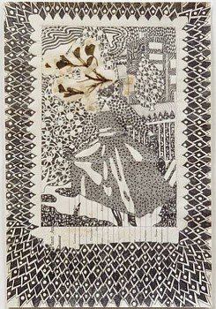 Roz Leibowitz (LA) -&nbsp;The Moon Shadow, 2007 pencil & paper piercing on vintage paper 19.5 x 14 inches framed / 15 x 10 inch image LEIB058