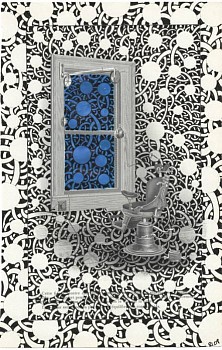 Roz Leibowitz (LA) -&nbsp;The Midnight Ecstasy, 2009 ink on vintage catalog pages framed 9 x 5.5 inches LEIB063