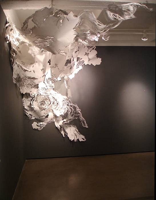Mia Pearlman
Eddy, 2008
PRL001
paper, india ink, tacks, paper clips, monofilament, 11' x 12.5' x 14' Installation and Shipping fee not included