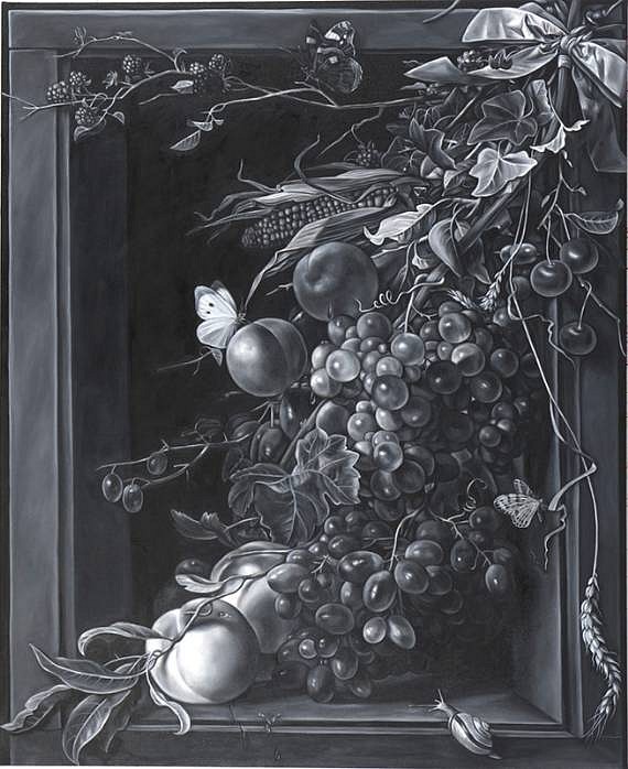 Shelley Reed
Ribboned Fruit (after Mignon), 2010
REE088
oil on canvas, 50 x 41 inches