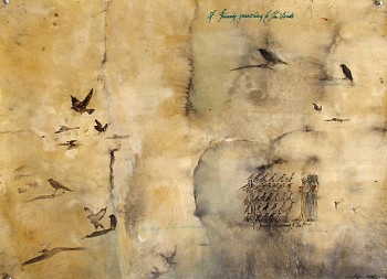 Work:&nbsp;St Francis Preaching to the Birds, 2006 beeswax, casein and ink on paper 30 x 22 inches ROSEN115