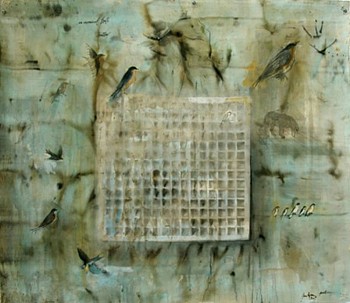 Work:&nbsp;Swallow, 2007 casein, ink, and charcoal on paper 36 x 42 inches ROSEN142