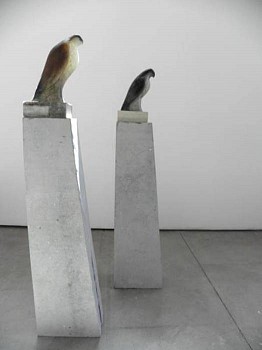 Work:&nbsp;Monk Birds Installation, 2010 hand blown pigmented glass and limestone ROSEN195