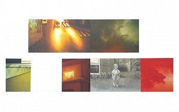 Robert Schmid -&nbsp;Under the Same Red Sky, 2002 acrylic on paper 32 x 47 inch paper / 20 x 44 inch image SCHM089