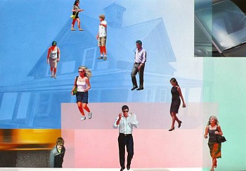 Robert Schmid -&nbsp;1,3,5 House & Car, 2010 acrylic on paper 33 x 47 1/2 inches SCHM181