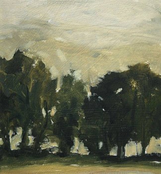 Peter Schroth (LA) - Green Hillside III, 2000 oil on paper 7 x 6 1/2 inch image SCHR653