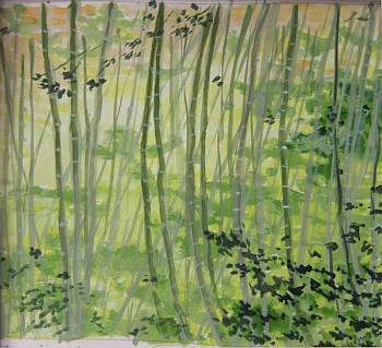 Mark di Vincenzo -&nbsp;Bamboo Lane, 2011 gouache on paper 5 1/4 x 6 1/8 inch image / 13 x 14 inch matte VIN165