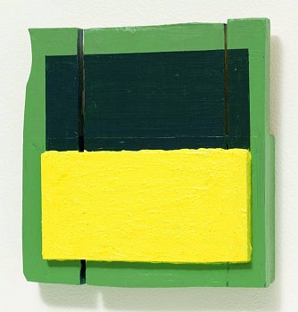 Work: Andrew Zimmerman Untitled, Yellow Sand, 2011 oil on wood 10 x 9 1/2 x 2 inches ZIM231