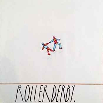 Eric Lebofsky (LA) -&nbsp;Roller Derby, 2005 ink, colored pencil on paper 10 x 10  inches LEB075