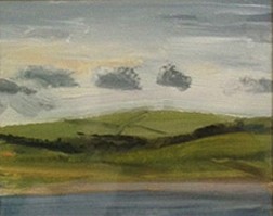 Peter Schroth (LA) - View From Pier 3, 2000 oil on paper 14 x 11 inches paper / 3 1/2 x 4 1/2  inches image SCHR322