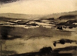 Peter Schroth (LA) - Belleek Field, 2004 oil on paper 30 x 42 inches SCHR592