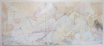 Work: Celia Gerard Lost at Sea, 2013 mixed media on paper 27 x 57 inches framed GER050