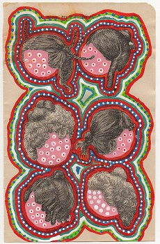 Work:&nbsp;Roz Leibowitz The Braid, 2010 ink and gouache on vintage book page 8 3/4 x 5 1/2 inch paper, 14 x 11 inch frame LEIB096