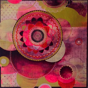 Julie Evans -&nbsp;Pink Reminder, 2005 acrylic on panel 12 x 12 inches EVA075