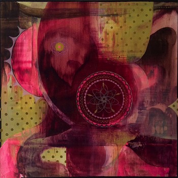 Julie Evans -&nbsp;Pink Return, 2005 acrylic on panel 12 x 12 inches EVA077