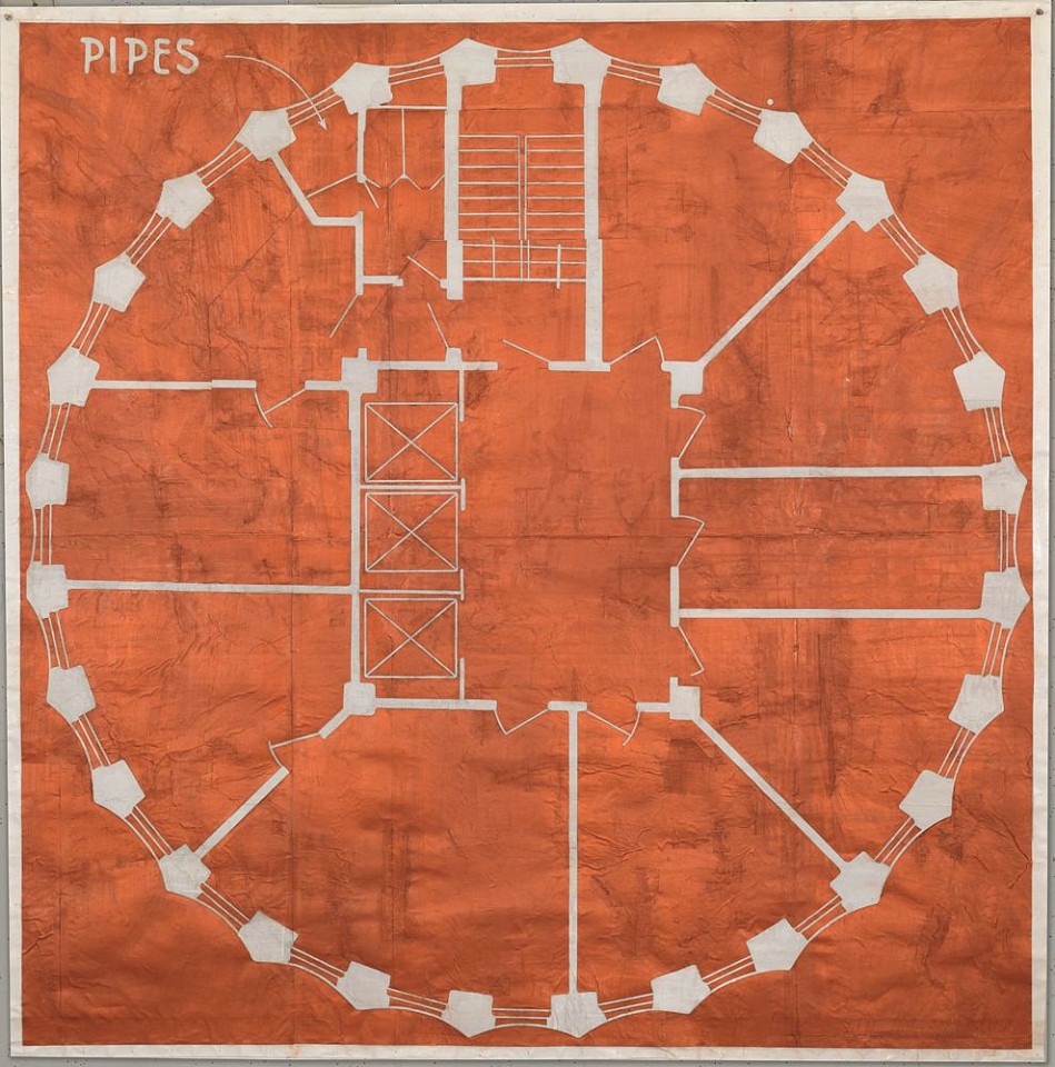 Eugene Brodsky
Pipes (Copper), 2013
BROD270
ink on silk mounted on paper, 67 x 68 inches / 69 x 70.5 inches framed