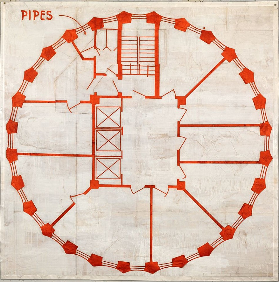 Eugene Brodsky
Pipes (White), 2013
BROD279
ink on silk mounted on paper, 67 x 68 inches