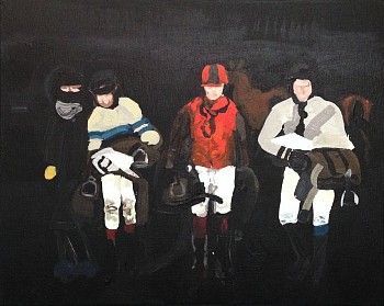 Work: Suzy Spence Untitled (Four Figures), 2015 oil on panel 8 x 10 inches painting / 9.5 x 11.5 inches framed SPENC003