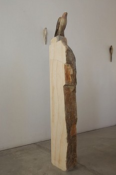 Work: Jane Rosen Cave Bird, 2013 hand blown pigmented glass &  beaumaniere limestone 71 x 8 x 12 inches ROSEN259