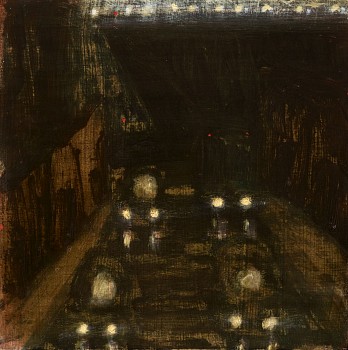 Work: End of the Road - Night, 2016 oil on panel 10 x 10 inches lyn639