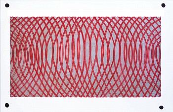 Don Maynard -&nbsp;Mapping Curved Lines, 2016 encaustic 26 x 40 inch paper / 15 x 28 inch image MAY381