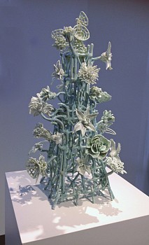 Work:&nbsp;Susan Graham Flower Tower 3, 2015 glazed porcelain 17 x 9 x 9 inches GRA007