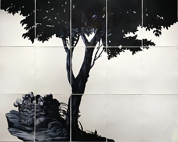 Work: Shelley Reed By the Tree (after Tintore, Urbani, and Le Brun), 2016 oil on paper 90 x 110 inches REE141