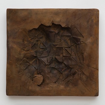 Work: Celia Gerard Concave, 1/8, 2016 bronze, unique patina 21 x 21 x 3 inches GER090