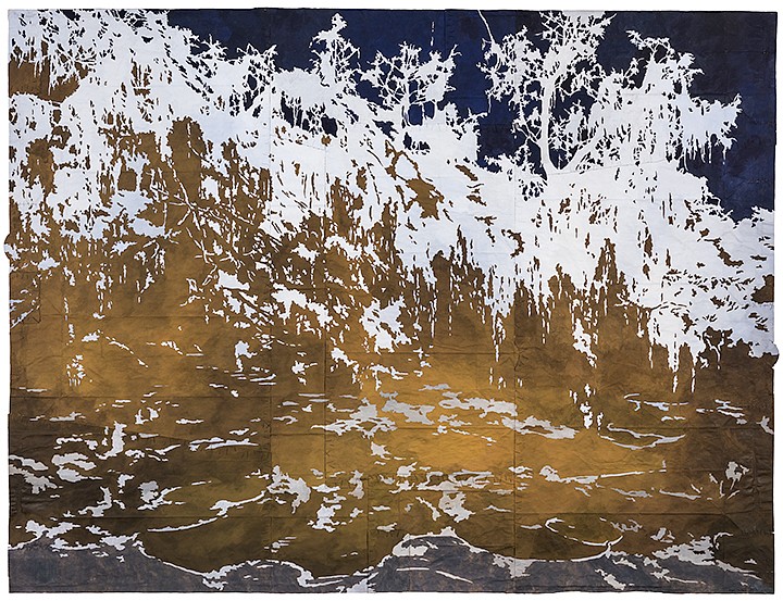 Maysey Craddock
The Book of Sand, 2017
CRADD047
gouache and thread on found paper, 47 x 62 inches/52.5 x 67.25 inches framed