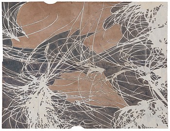 Work: Maysey Craddock Tracery (sugar sands), 2017 gouache and thread on found paper 20 x 25 inches/22.5 x 28.5 inches framed CRADD050