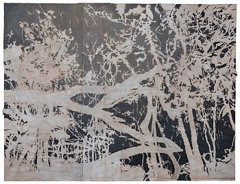 Work: Maysey Craddock A Labyrinth of Tides, 2017 gouache and thread on found paper 47.5 x 62.5 inches/53.5 x 67.5 inches framed CRADD055