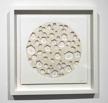 Chenta Laury -&nbsp;Diaspora, 2017 thread on paper 12 x 12 inches/15 3/4 x 15 9/16 inches framed LAU001