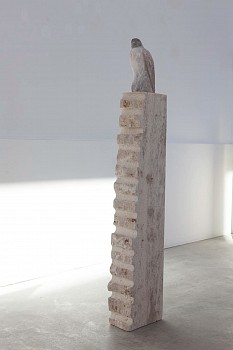 Work: Jane Rosen White Bird on Ladder, 2017 limestone 56 x 10 x 6 inchesfigure: 10 x 4 x 5.5 inchesbase: 45 x 10 x 6 inches ROSEN287