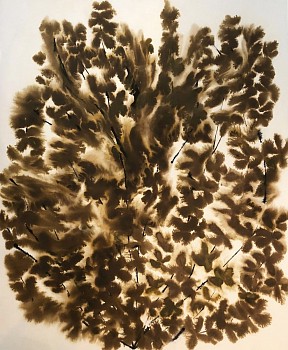 Work: Forsythia, 2016 ink on paper 52 x 44 inches framed SANCH708