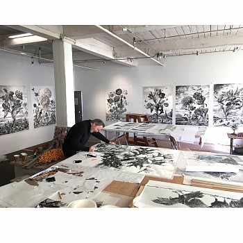 Work: Rick Shaefer's Studio, "The Parson's Tale", 2018 charcoals