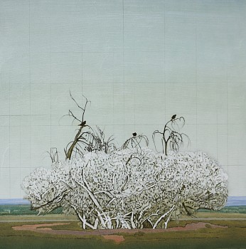 Clay Wagstaff (LA) - Three Blackbirds no. 7, 2018 oil on paper 26 x 26 inches WAG369