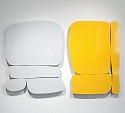 Andrew Zimmerman, Golden Yellow and Glacier White Installation
2018, Automotive paint on wood