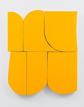 Work:&nbsp;Andrew Zimmerman Golden Yellow, 2019 Automotive paint on wood 46 x 39 x 2 inches ZIM650