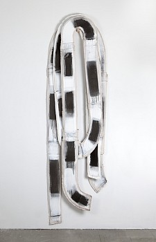 Anna Hepler -&nbsp;Switchback, 2018 fabric sewn over Lauan, paint, ink 92 x 28 x 4 inches HEPL001