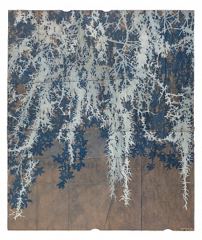 Work: Moonshadowed, 2019 gouache and thread on found paper 48 x 40 inches | 53 1/8 x 45 1/4 inches framed  CRADD074